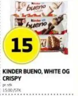 Bunnpris Kinder bueno, white og crispy tilbud