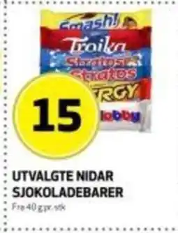Bunnpris Utvalgte nidar sjokoladebarer tilbud