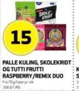 Bunnpris Palle kuling, skolekridt: og tutti frutti raspberry/remix duo tilbud
