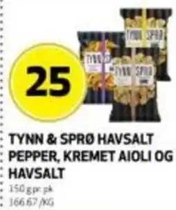 Bunnpris Tynn & sprø havsalt pepper, kremet aioli og havsalt tilbud