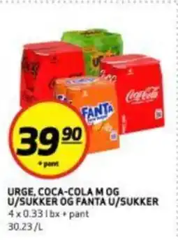 Bunnpris Urge, coca-cola mog u/sukker og fanta u/sukker tilbud