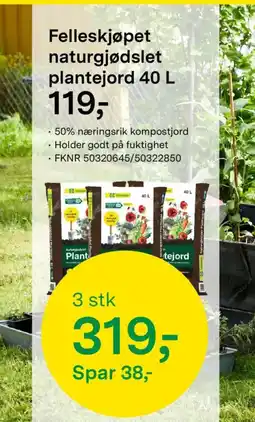 Felleskjøpet Felleskjøpet naturgjødslet plantejord tilbud
