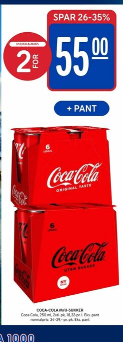 Rema 1000 Coca-cola m/u-sukker tilbud