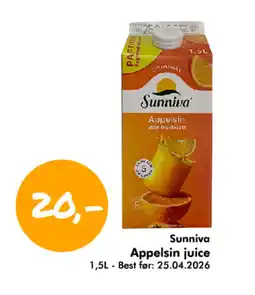 Havaristen SUNNIVA Appelsin juice tilbud