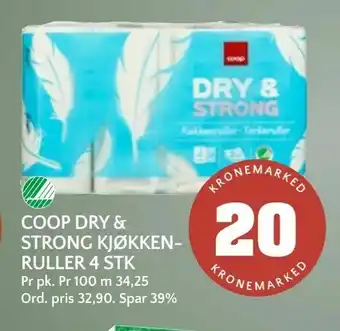 Coop Mega Coop dry & strong kjøkken- ruller 4 stk tilbud