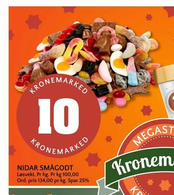 Coop Mega Nidar smågodt tilbud