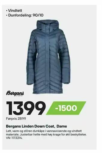 XXL Sport Bergans Linden Down Coat, Dame tilbud