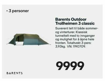 XXL Sport Barents Outdoor Trollheimen 3 classic tilbud