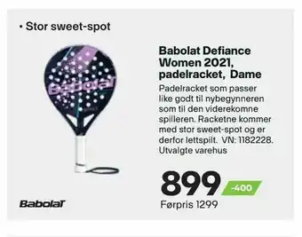 XXL Sport Babolat Defiance Women 2021, padelracket, Dame tilbud