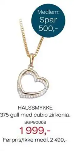 Bjørklund Halssmykke 375 gull med cubic zirkonia. tilbud