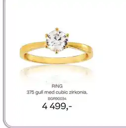 Bjørklund Ring 375 gull med cubic zirkonia. tilbud