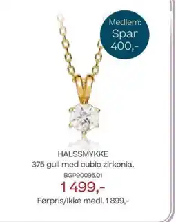 Bjørklund Halssmykke 375 gull med cubic zirkonia. tilbud