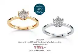 Bjørklund Victoria diamantring, 375 gull. tot. 0,14ct w/p1. pris pr. ring. tilbud