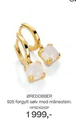 Bjørklund Øredobber 925 forgylt sølv med månestein. tilbud