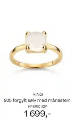 Bjørklund Ring 925 forgylt sølv med månestein. tilbud