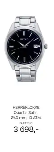 Bjørklund Herreklokke quartz, safir. tilbud