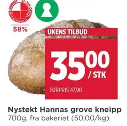 Meny Nystekt Hannas grove kneipp tilbud