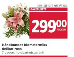 Meny Håndbundet blomstermiks delikat rosa tilbud