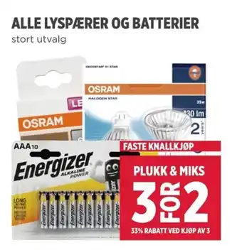 Meny Alle lyspærer og batterier tilbud