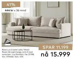 Skeidar Rossi Lux 3-seter sofa tilbud