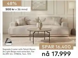 Skeidar Sagrado 3-seter sofa tilbud