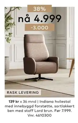 Skeidar Indiana hvilestol tilbud