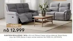 Skeidar Denver 3-seter recliner elektrisk tilbud