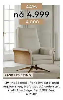 Skeidar Reno hvilestol tilbud