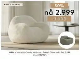 Skeidar Comfy stol stor , Tekstil Glore Hvit tilbud