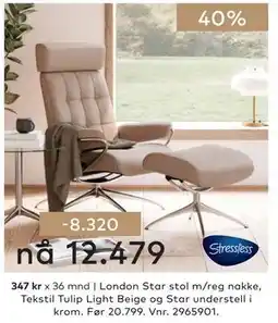 Skeidar London Star stol m/reg nakke tilbud