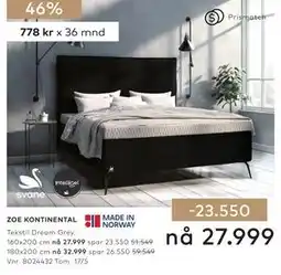 Skeidar ZOE KONTINENTAL tilbud