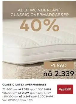 Skeidar CLASSIC LATEX OVERMADRASS tilbud