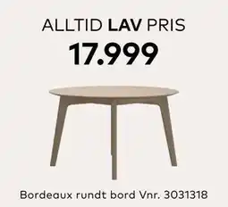 Skeidar Bordeaux rundt bord tilbud