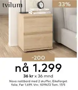 Skeidar Nova nattbord tilbud