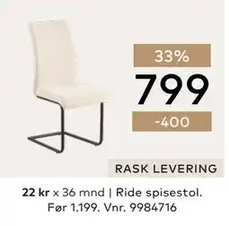Skeidar Ride spisestol tilbud