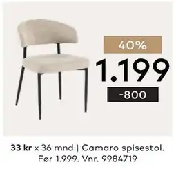 Skeidar Camaro spisestol tilbud