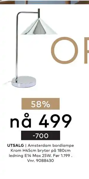 Skeidar Amsterdam bordlampe tilbud