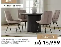 Skeidar Visby rundt spisebord tilbud