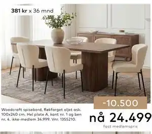 Skeidar Woodcraft spisebord tilbud