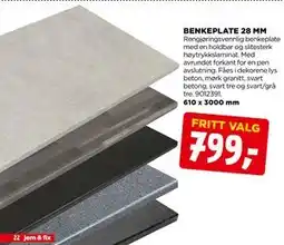 jem & fix BENKEPLATE 28 MM tilbud