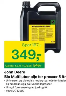 Felleskjøpet John Deere Bio Multiluber olje for presser tilbud
