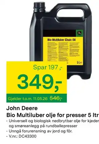 John Deere Bio Multiluber olje for presser