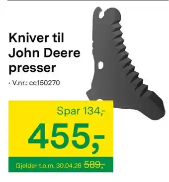 Kniver til John Deere presser