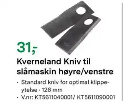 Felleskjøpet Kverneland Kniv til slåmaskin høyre/venstre tilbud