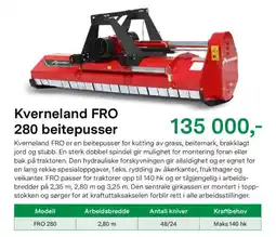 Felleskjøpet Kverneland FRO 280 beitepusser tilbud
