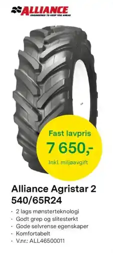Felleskjøpet Alliance Agristar 2 540/65R24 tilbud