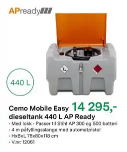 Felleskjøpet Cemo Mobile Easy dieseltank 440 L AP Ready tilbud