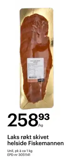 Storcash Laks røkt skivet helside Fiskemannen tilbud
