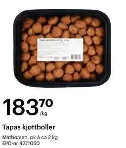 Storcash Tapas kjøttboller tilbud