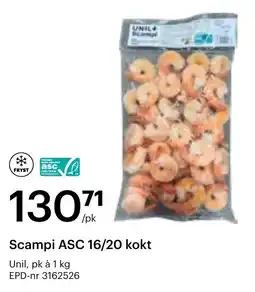Storcash Scampi ASC 16/20 kokt tilbud